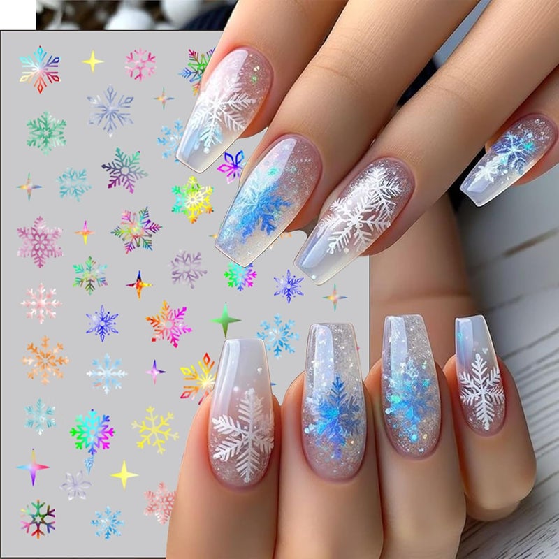 winthrop 6 Sheets Christmas Nail Stickers – Black Red Reindeer Snowflake Bow 3D Self-Adhesive Nail Art Decals for Women Girls Winter Holiday Manicure Decorations - Image 5